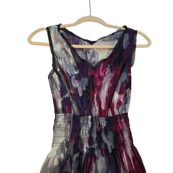 Simply Vera Vera Wang Watercolor Print Sleeveless Dress S Multicolor Cotton Blen - Picture 8 of 10